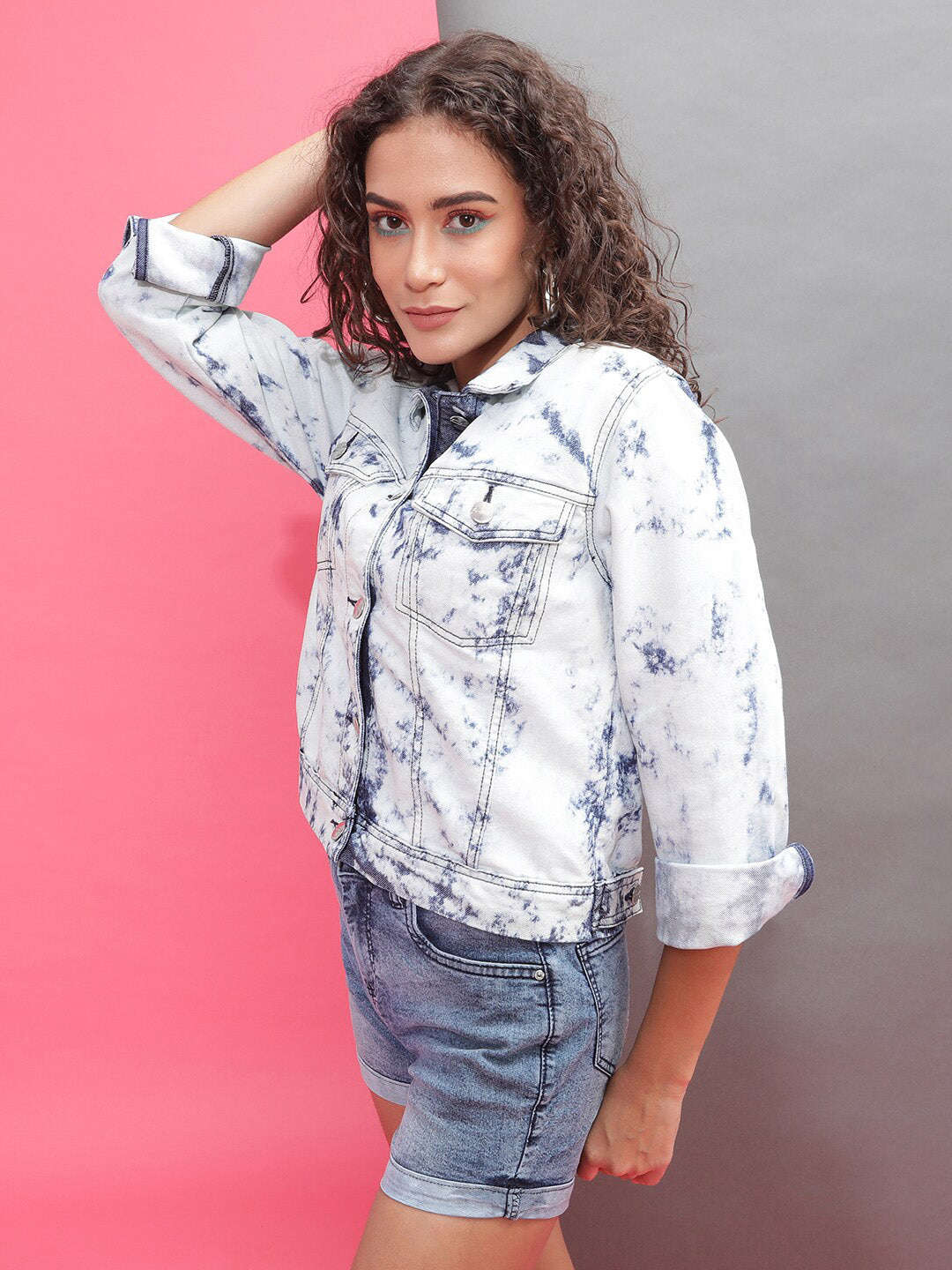 Women's Tie And Dye Trucker Denim Jacket