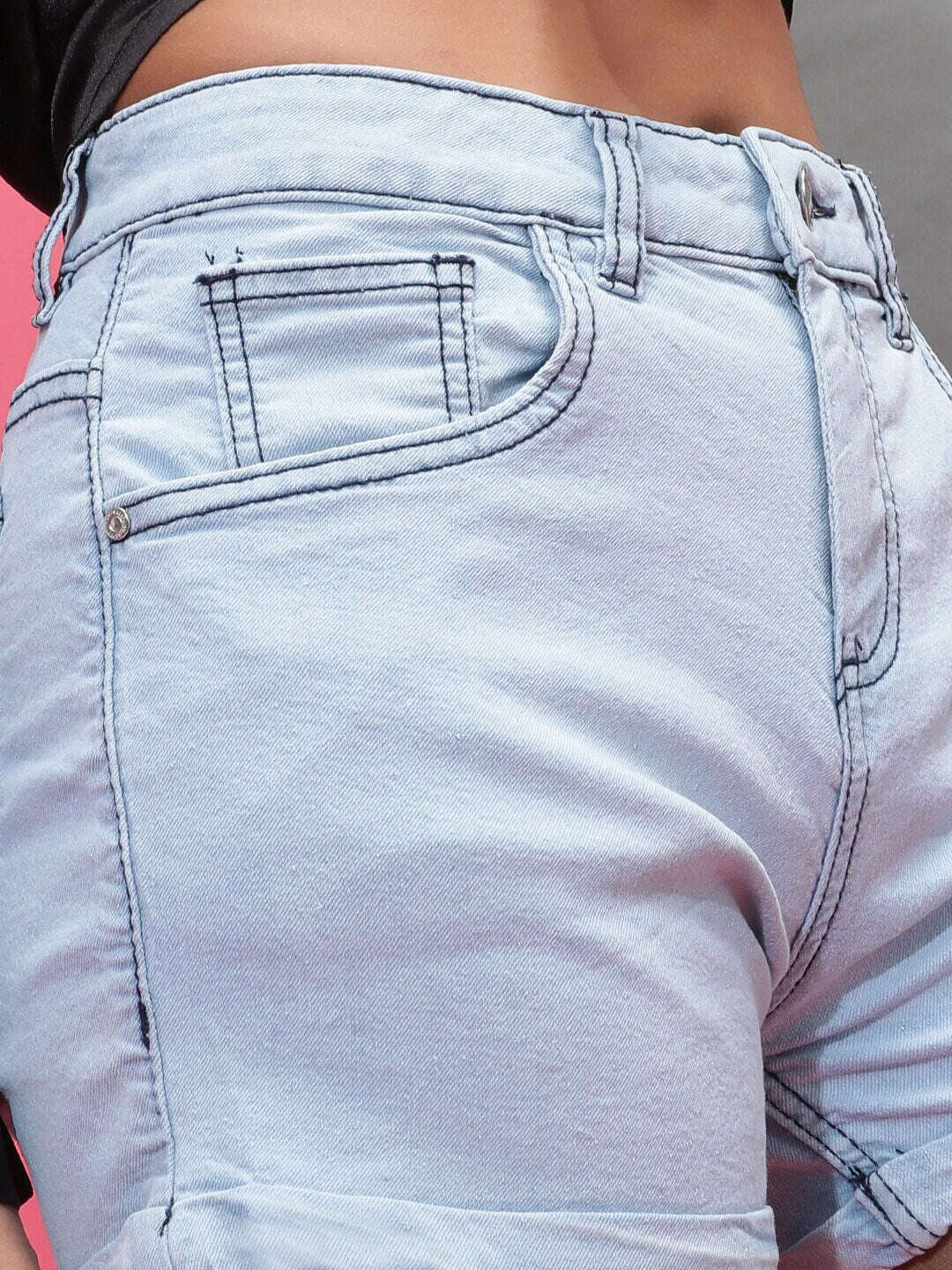 Women's Overdyed High Waist Denim Shorts