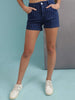 Women's Laser Striped Denim Shorts