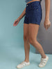 Women's Laser Striped Denim Shorts