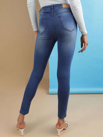 Women's Distressed Skinny Fit Denim Jeans
