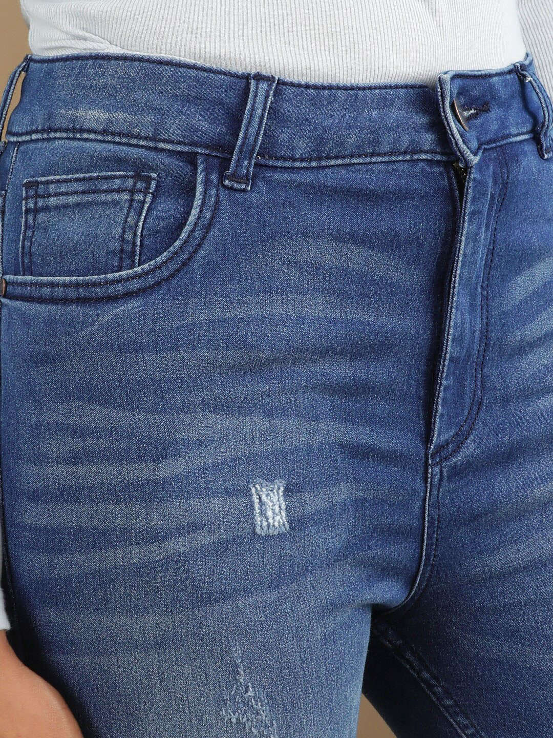 Women's Distressed Skinny Fit Denim Jeans