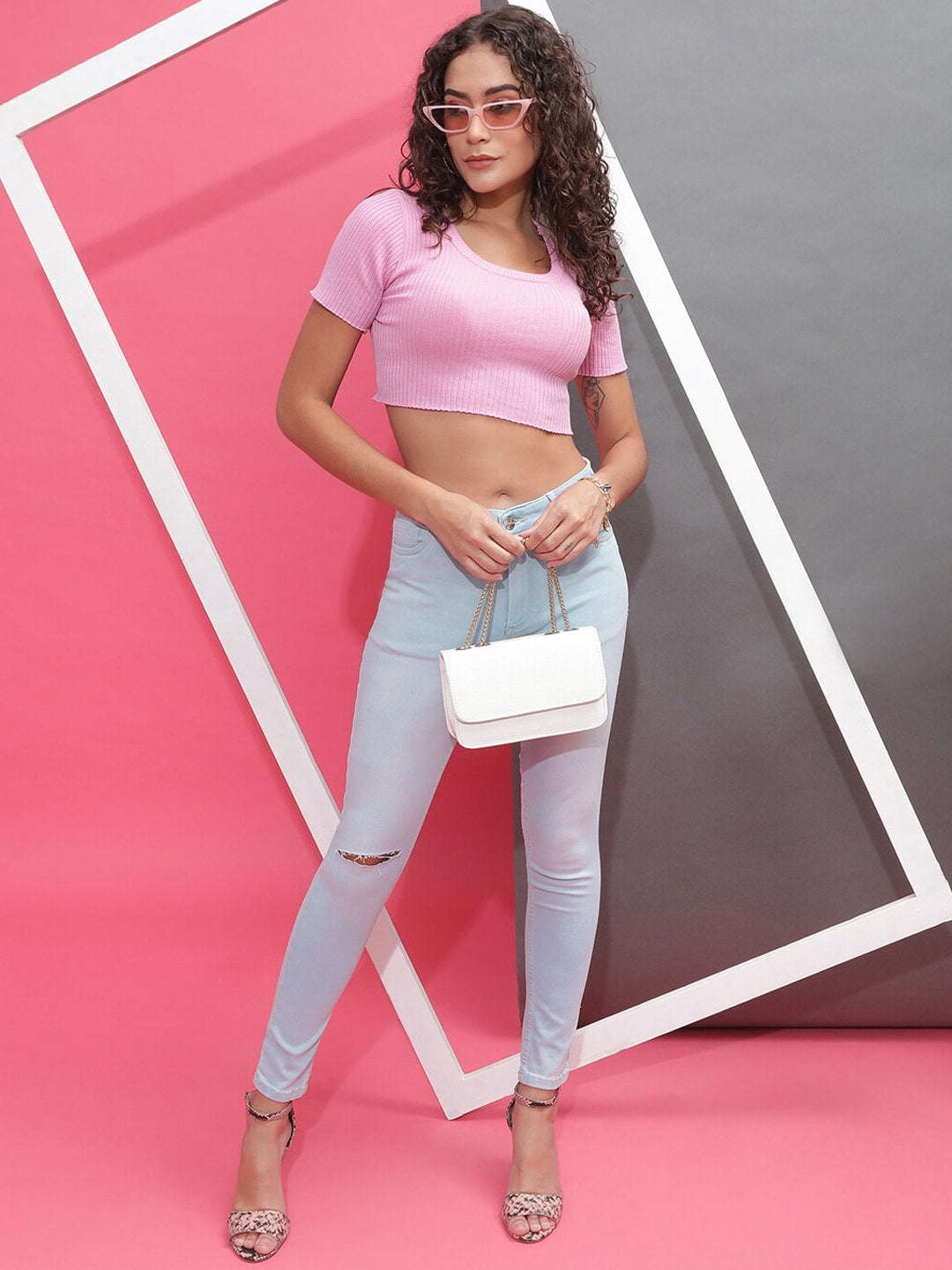 Women's Distressed Skinny Fit Denim Jeans