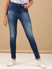Women's Distressed Skinny Fit Denim Jeans