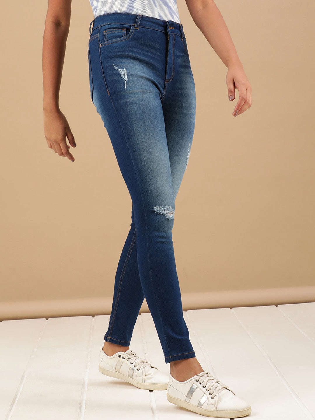Women's Distressed Skinny Fit Denim Jeans