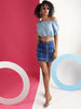 Women's Checked Denim Skirt