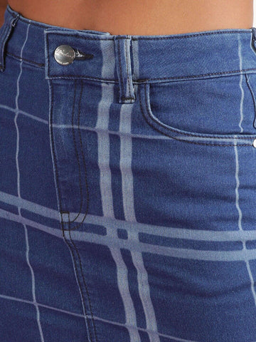 Women's Checked Denim Skirt