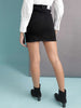 Women's Solid Black Short Denim Skirt