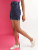 Women's Solid Black Short Denim Skirt