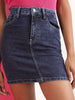 Women's Solid Black Short Denim Skirt