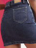 Women's Solid Black Short Denim Skirt