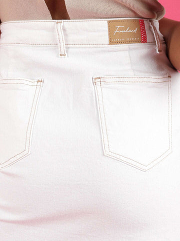 Women's Solid Black Short Denim Skirt