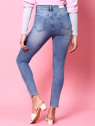 Women's Distressed Tinted Slim Fit Jeans
