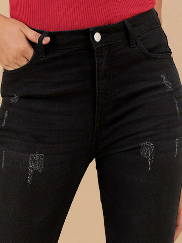 Women's Distressed Slim Fit Jeans