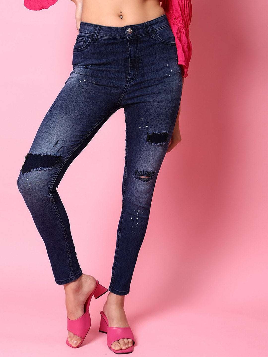 Women's Distressed Slim Fit Jeans