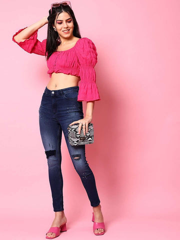 Women's Distressed Slim Fit Jeans