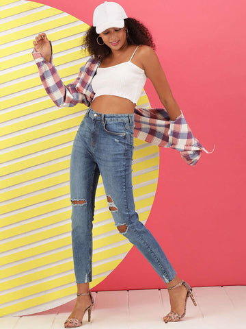 Women's Distressed Straight Fit Jeans