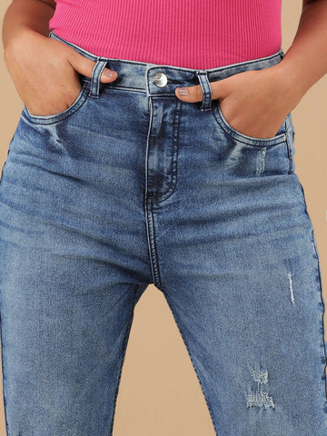 Women's Distressed Straight Fit Jeans