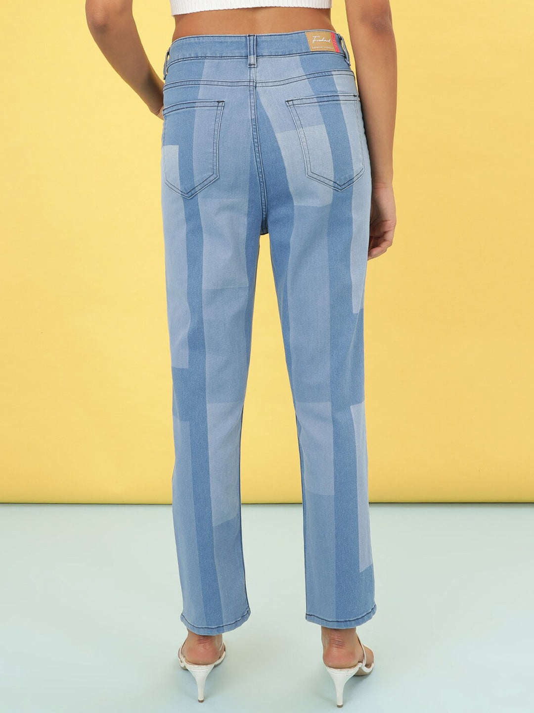 Women's Color Block Straight Fit Denim Jeans