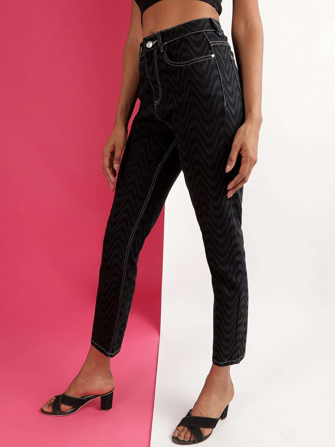 Women's Color Block Straight Fit Denim Jeans