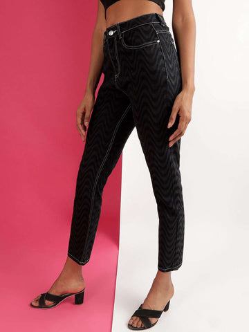 Women's Color Block Straight Fit Denim Jeans