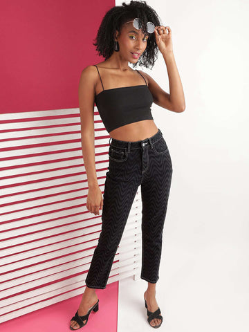 Women's Color Block Straight Fit Denim Jeans