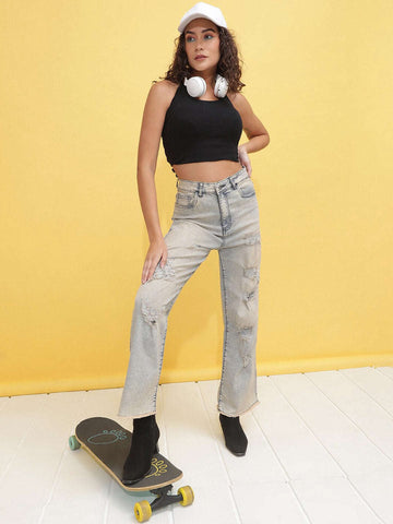 Women's Tinted Wide Leg Denim Jeans