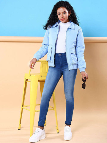 Women's Cargo Pocket Crop Winter Jacket