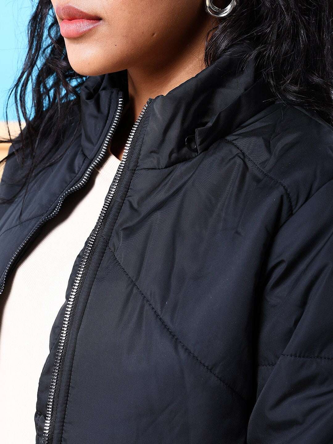 Women's Quilted Jacket With Fur Insert