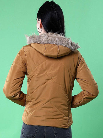 Women's Quilted Jacket With Fur Insert
