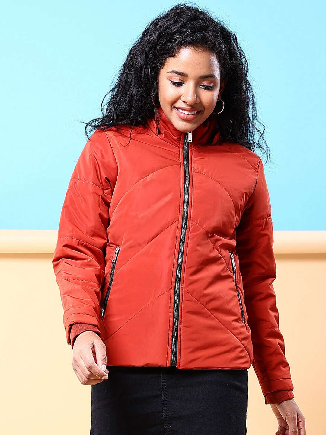 Women's Quilted Jacket With Fur Insert