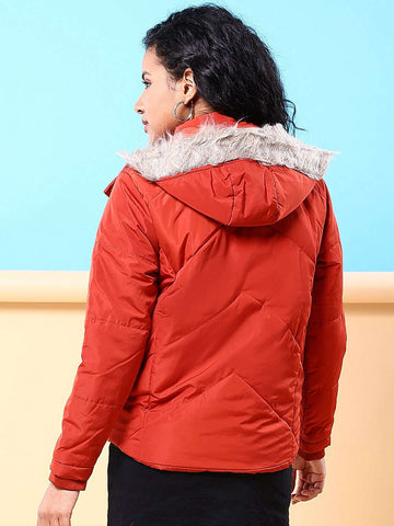 Women's Quilted Jacket With Fur Insert