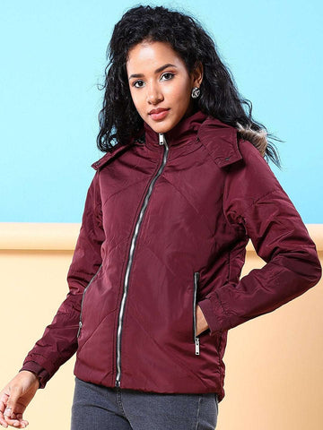 Women's Quilted Jacket With Fur Insert
