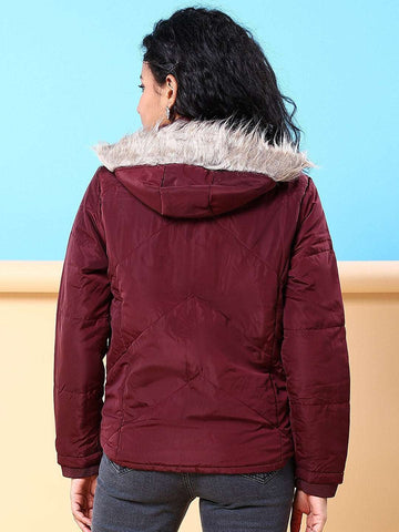 Women's Quilted Jacket With Fur Insert