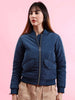 Women's Crop Bomber Jacket With Flap Pocket