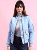 Women's Crop Bomber Jacket With Flap Pocket