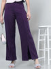 Women's Solid Flared Pants With Slit