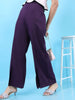 Women's Solid Flared Pants With Slit