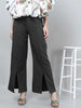 Women's Solid Flared Pants With Slit