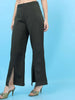 Women's Solid Flared Pants With Slit