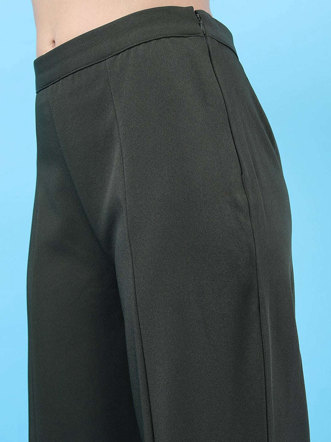 Women's Solid Flared Pants With Slit