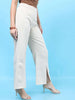 Women's Solid Flared Pants With Slit