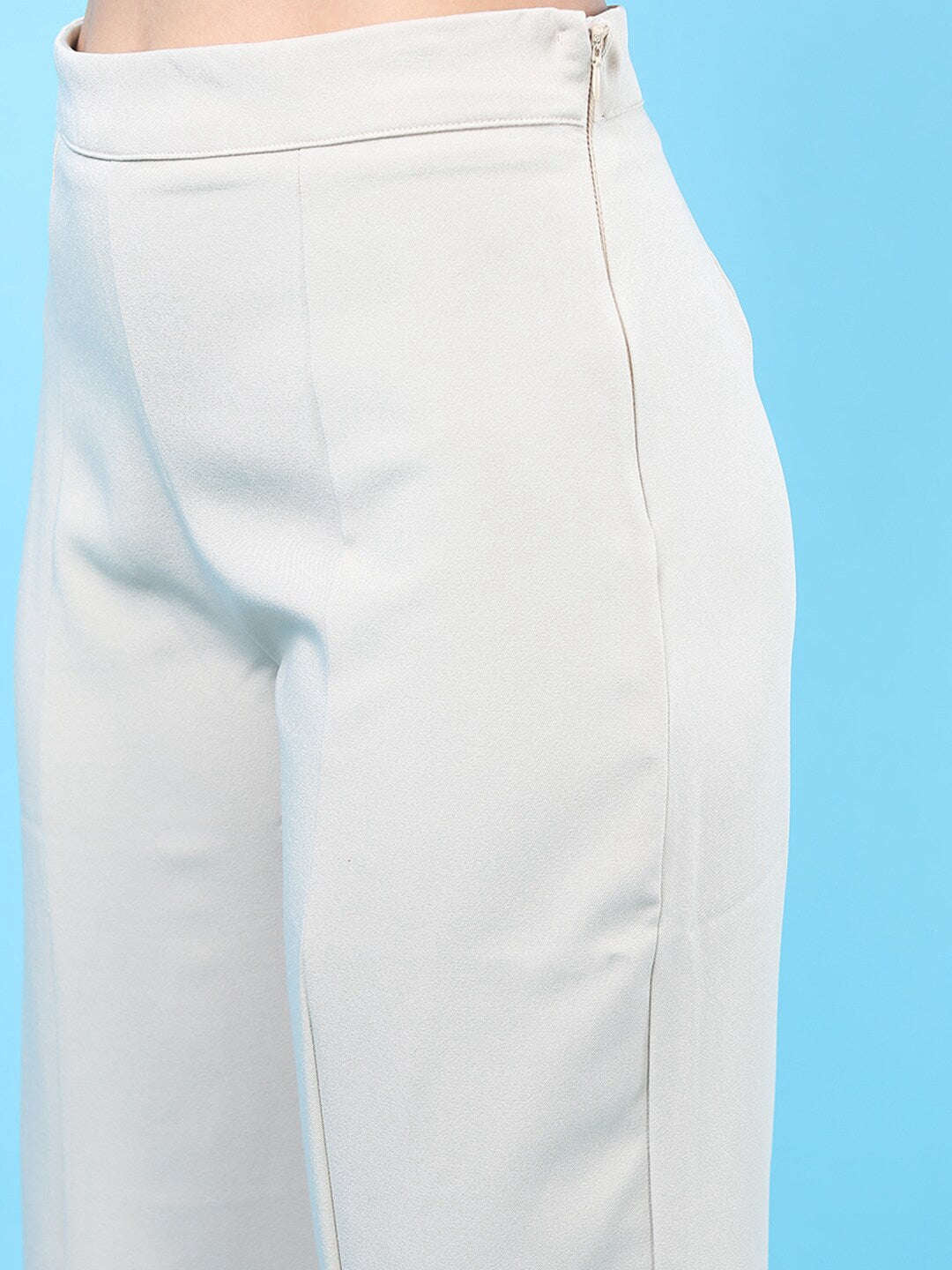 Women's Solid Flared Pants With Slit