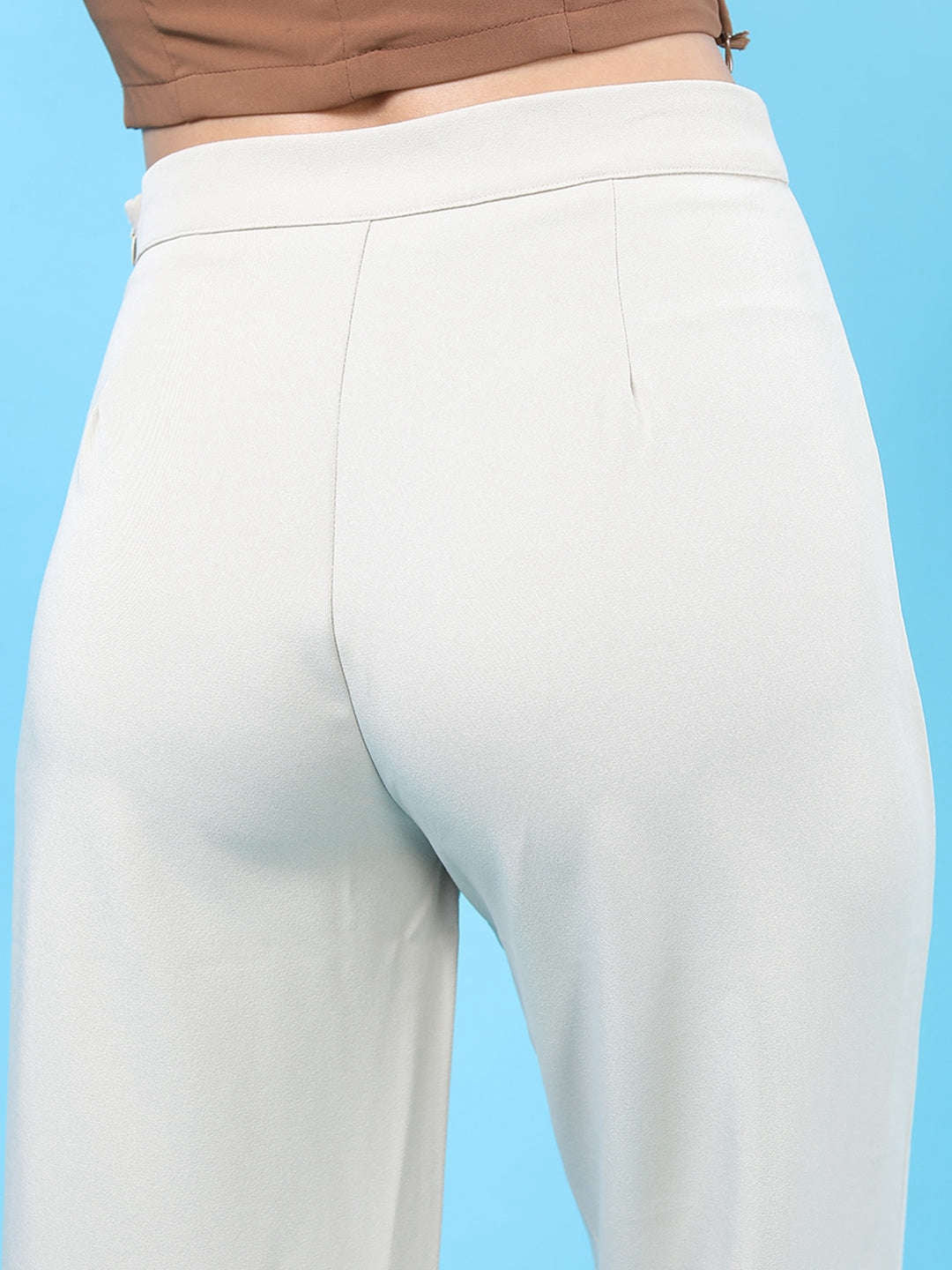 Women's Solid Flared Pants With Slit