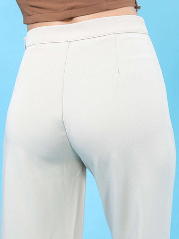 Women's Solid Flared Pants With Slit