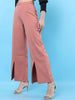Women's Solid Flared Pants With Slit