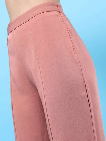 Women's Solid Flared Pants With Slit