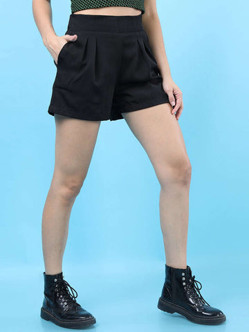 Women's Solid Flared Shorts