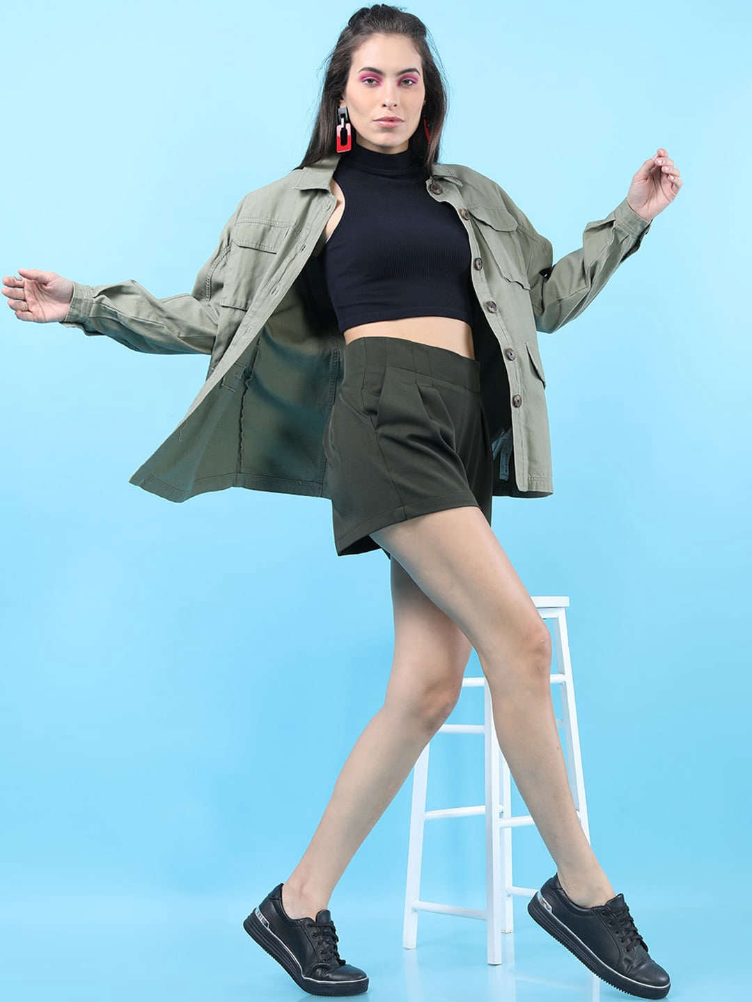 Women's Solid Flared Shorts