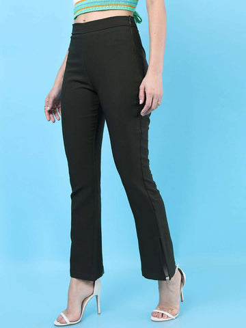 Women's Straight Leg Tapered Pants With Slit
